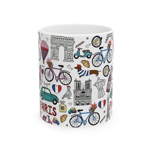 Paris Coffee Mug French Mug Gift For Traveler Paris Icons Europe Travel Gift Paris Souvenir Coffee Cup Gift For Parisian France Cup Tourist
