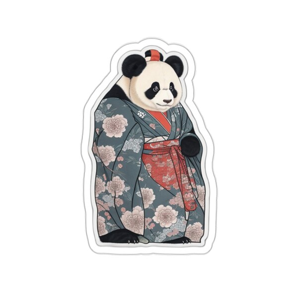 Pastell japanische Kunst Panda im Kimono Sticker - Serene Bamboo Bliss Aufkleber für Laptops, Notebooks und mehr