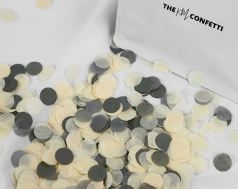 Bulk Biodegradable Wedding Confetti - Beige, Grey - 1.5cm Circle Confetti -  Parties Throwing, Table Decorations