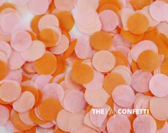 Bulk Biodegradable Wedding Confetti - Orange, Peach, Pink - 1.5cm Circle Confetti -  Parties Throwing, Table Decorations