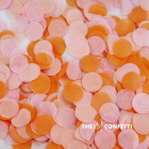 Confettis de mariage biodégradables en vrac - orange, pêche, rose - confettis ronds de 1,5 cm - lancers, décorations de table