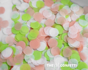 Confettis de mariage biodégradables en vrac - Blanc, pêche, menthe - Confettis ronds de 1,5 cm - Jetés, décorations de table