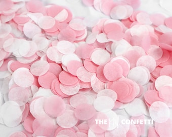 Biologiskt nedbrytbar bröllopskonfetti i bulk - vit, rosa - 1,5 cm cirkelkonfetti - Fester, bordsdekorationer