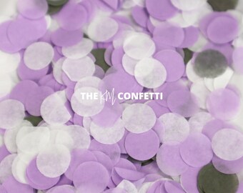 Confettis de mariage biodégradables en vrac - Blanc, violet, gris - Confettis ronds de 1,5 cm - Fêtes de lancement, décorations de table