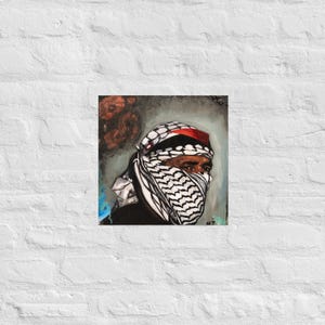 The Warrior Art Print | Palestine Art | Kuffiyeh | Mixed Media | Middle Eastern Art | Palestinian Men