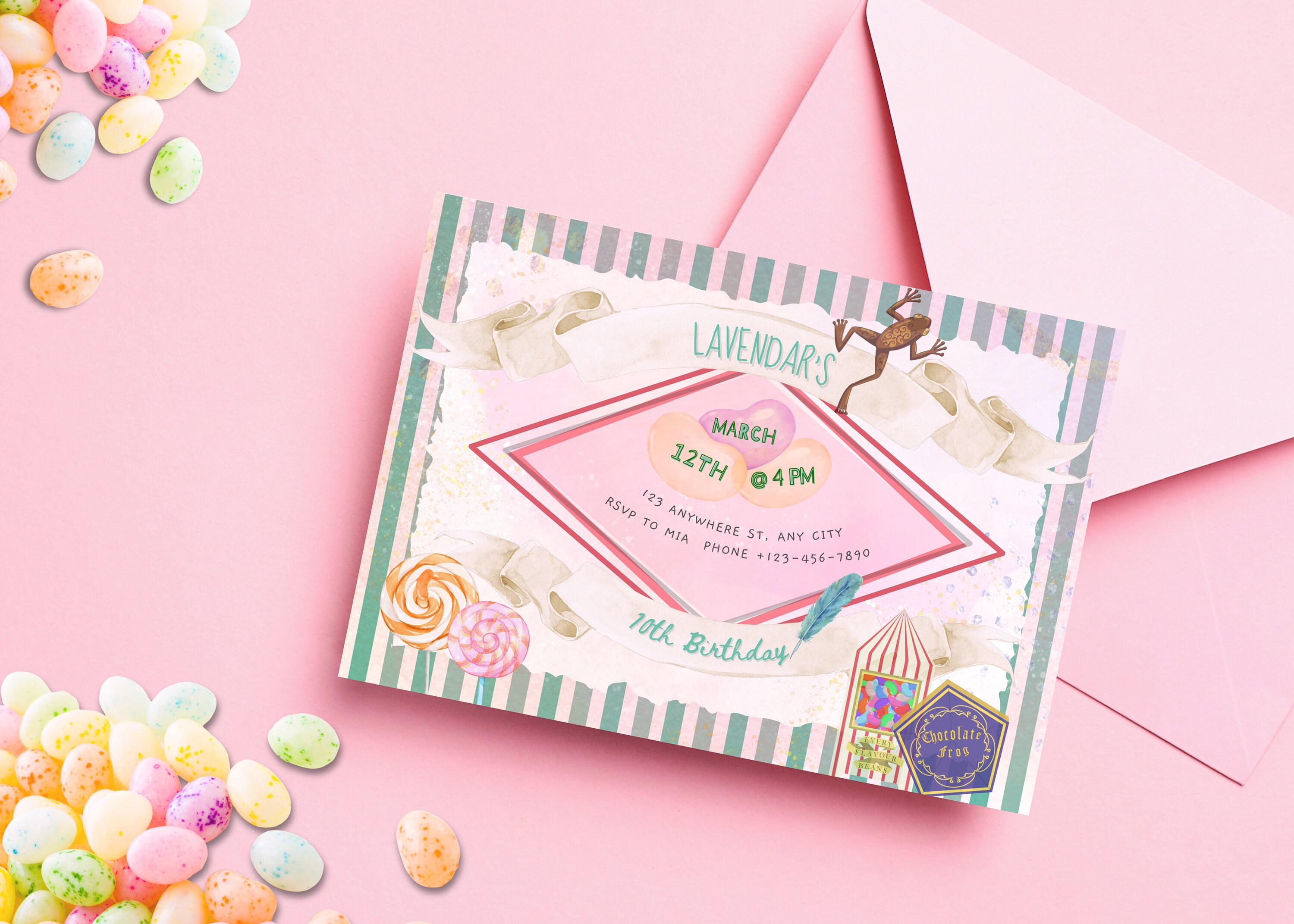 HoneyDukes Harry Potter Magic Girls Birthday Invite Invitation Canva Instant Download Edit in Canva Template Editable Text