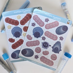 Multiple Myeloma Sticker Sheet - cute blood cells/med lab/laboratory/hematology/science/hospital/healthcare/lab gifts/notebook