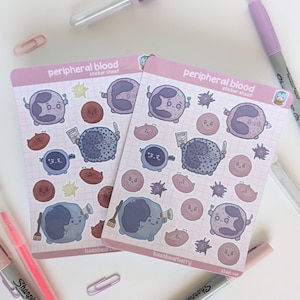 Peripheral Blood Sticker Sheet - cute blood cells/med lab/laboratory/hematology/science/hospital/healthcare/lab gifts/notebook