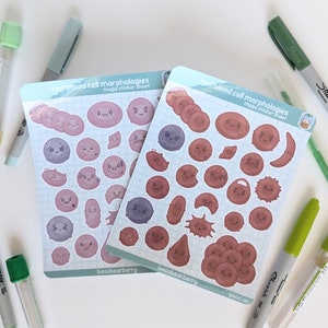 Feuille d'autocollants pour les globules rouges - mignons globules/laboratoire médical/laboratoire/hématologie/science/hôpital/soins de santé/labo cadeaux/ordinateur portable
