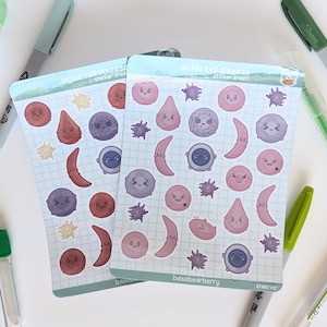 Hoja de calcomanías sobre anemia de células falciformes (HbSS): lindas células sanguíneas/laboratorio médico/laboratorio/hematología/ciencia/hospital/atención médica/regalos de laboratorio/cuaderno de notas