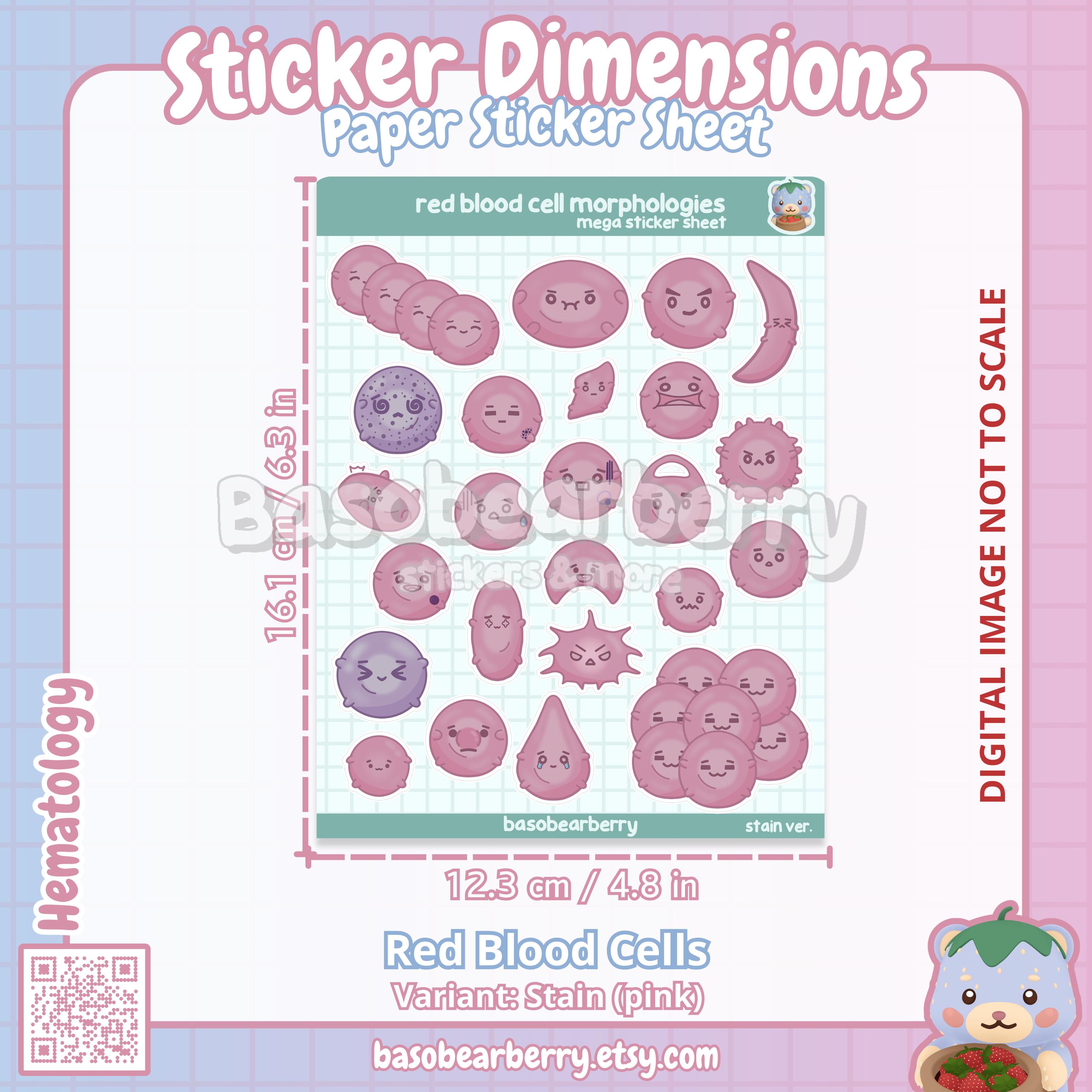 Red Blood Cell Sticker Sheet - Cute Blood Cells/med Lab/laboratory ...