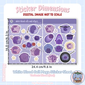 White Blood Cell Mega Sticker Sheet Cute Blood Cells/med Lab/laboratory ...