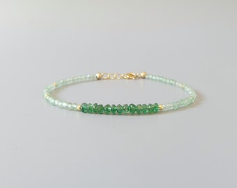 Tiny Green Aventurine Bracelet Dainty Gemstone Beaded Bracelet Everyday Jewelry Everyday Minimalist Crystal Birthday Gift Mom Wife Daughter