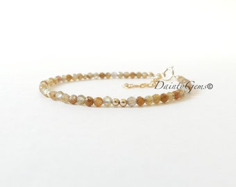 Yellow Sapphire Bracelet Dainty Sapphire Jewelry Delicate Yellow Crystal Bracelet September Birthstone Virgo Gift Birthday 45th anniversary