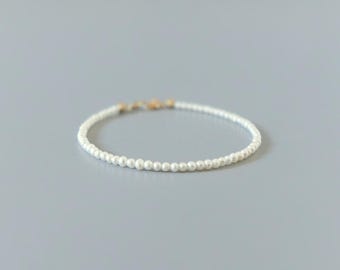 Natural Pearl Bracelet Simple Dainty Freshwater Pearl Jewelry Minimalist June Birthstone 30th Anniversary Gift Bridesmaids Bridal Jewelry