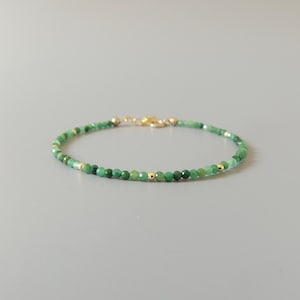 Jade Bracelet Dainty Jadeite Beaded Bracelet Green Gemstone Minimalist Jewelry Stacking Bracelet Gift Birthday Present Friend Mom Bridesmaid