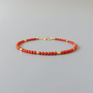 Tiny Italian Coral Bracelet Dainty Red Coral Jewelry Minimalist Coral Bracelet October Birthstone 35th anniversary gift Birthday Gift Mom