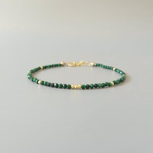 Tiny Malachite Bracelet Dainty Green Gemstone Beaded Jewelry Minimalist Bracelet Chic Everyday Jewelry Stacking Gift for Women Bridesmaids