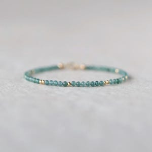 Natural Jade Bracelet Dainty Green Jade Gemstone Beaded Bracelet Everyday Jewelry Stacking Gift Minimalist Crystal Birthday Gift Mom Wife