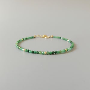 Jade Bracelet Dainty Jadeite Beaded Bracelet Green Gemstone Minimalist Jewelry Stacking Bracelet Gift Birthday Present Friend Mom Bridesmaid
