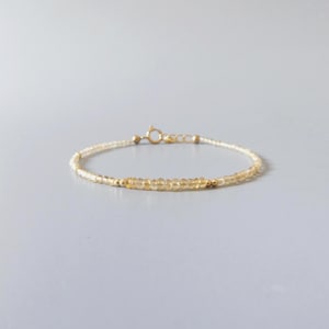 Tiny Citrine Bracelet Dainty Gemstone Beaded Bracelet Yellow Crystal Minimalist Jewelry November Birthstone Gift for Women Mom Wife Daughter