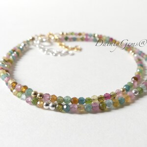 Tiny Watermelon Tourmaline Bracelet Dainty Tourmaline Jewelry Minimalist Bracelet Rainbow Crystal bracelet October Birthstone Birthday Gift image 7