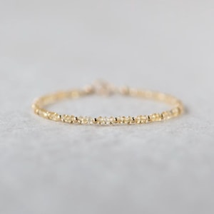Tiny Citrine Bracelet Dainty Gemstone Beaded Bracelet Yellow Crystal Minimalist Jewelry November Birthstone Gift for Women Mom Wife Daughter