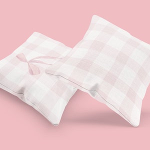 Cojín y funda Coquette, linda almohada a cuadros rosas, regalo para hija, decoración de habitación coqueta, decoración del hogar rosa, regalo para niña, almohada decorativa