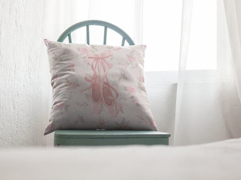 Coquette Cushion and Cover gift for daughter, ballet core accent pillow, pink room decor, floral cushion, floral home decor, cute pink decor image 9