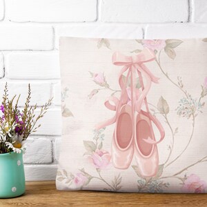 Coquette Cushion and Cover gift for daughter, ballet core accent pillow, pink room decor, floral cushion, floral home decor, cute pink decor image 6