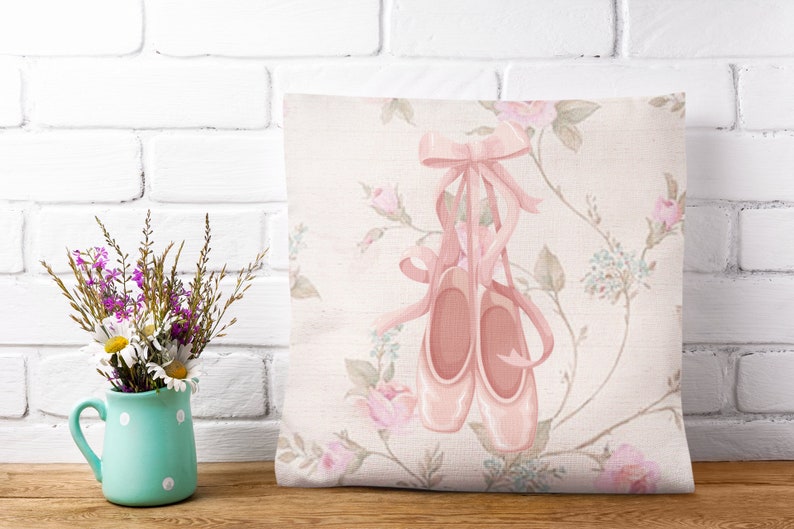 Coquette Cushion and Cover gift for daughter, ballet core accent pillow, pink room decor, floral cushion, floral home decor, cute pink decor image 6