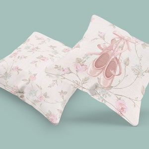 Cadeau coquette de coussin et de housse pour fille, coussin décoratif de base de ballet, décoration de chambre rose, coussin floral, décoration florale pour la maison, jolie décoration rose image 1