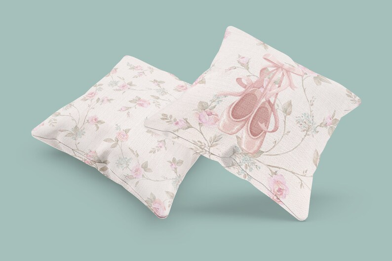 Coquette Cushion and Cover gift for daughter, ballet core accent pillow, pink room decor, floral cushion, floral home decor, cute pink decor image 1