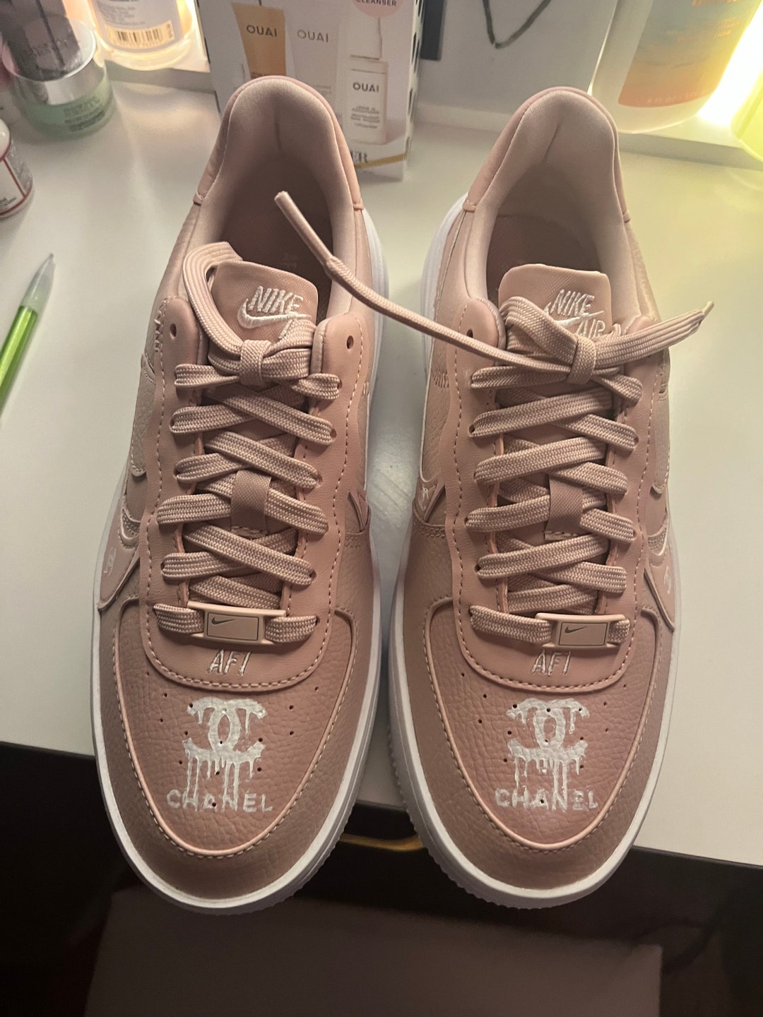 custom pink air forces