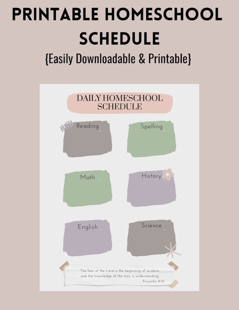 Printable Daily Homeschool Schedule - Etsy