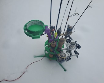 Shack Caddy - Ice Fishing Rod Stand with Optional Tool Caddy/Glow Cup
