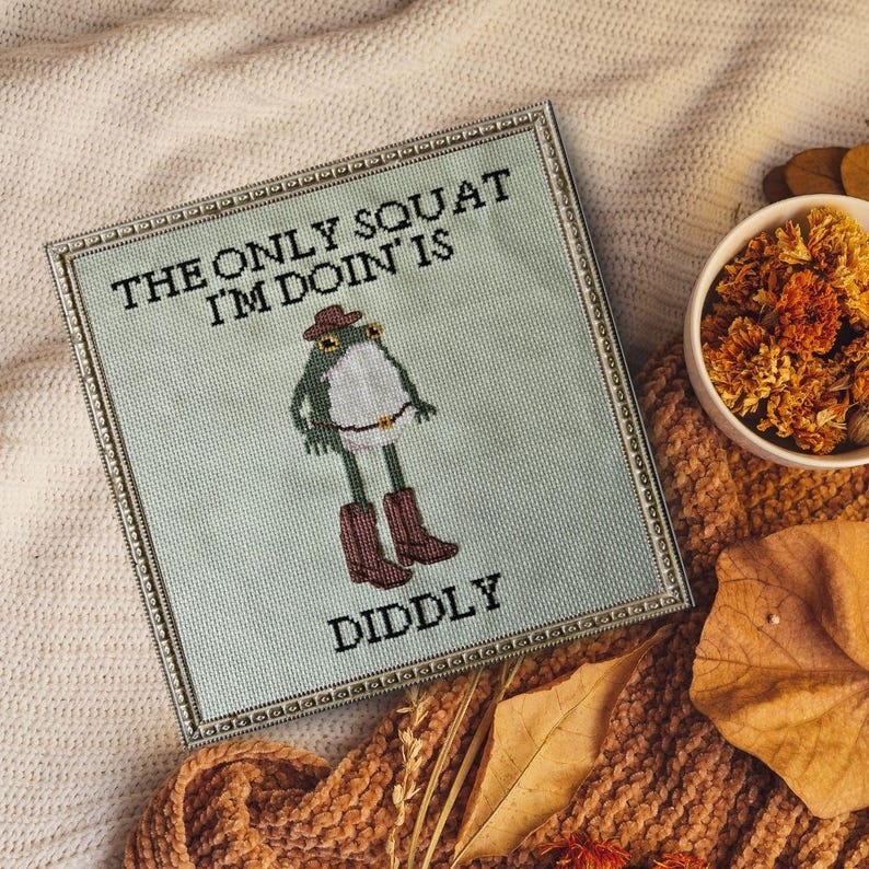 Funny Cowboy Frog Cross Stitch Pattern: Diddly Squat Joke (PDF Download) image 8
