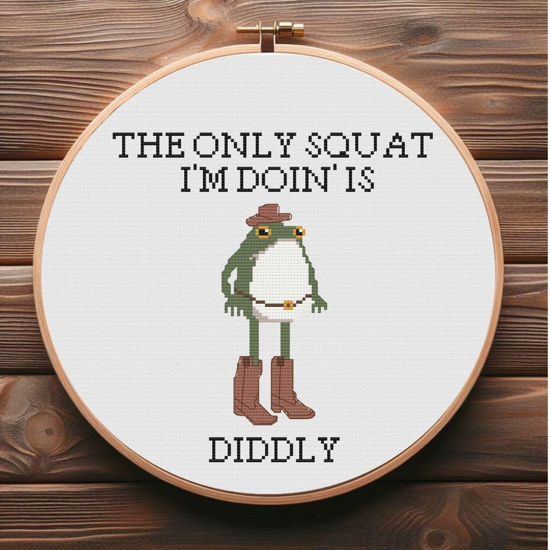 Funny Cowboy Frog Cross Stitch Pattern: Diddly Squat Joke (PDF Download) image 4