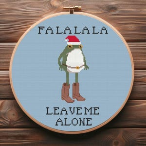 Snarky Holiday Cross Stitch Pattern • Grumpy Santa Hat Frog • Instant PDF download