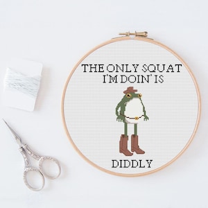 Divertente schema a punto croce con rana cowboy: barzelletta Diddly Squat (download PDF)