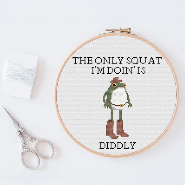 Lustiges Cowboy Frosch Kreuzstich Muster: Doofer hockender Scherz (PDF Download)