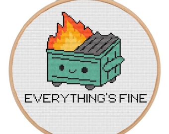 Dumpster Fire Cross Stitch Pattern: Funny Meme, Pattern Keeper Compatible (PDF Download)