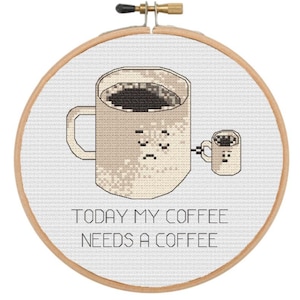 Funny Coffee Needs Coffee Cross Stitch Pattern (PDF Download)