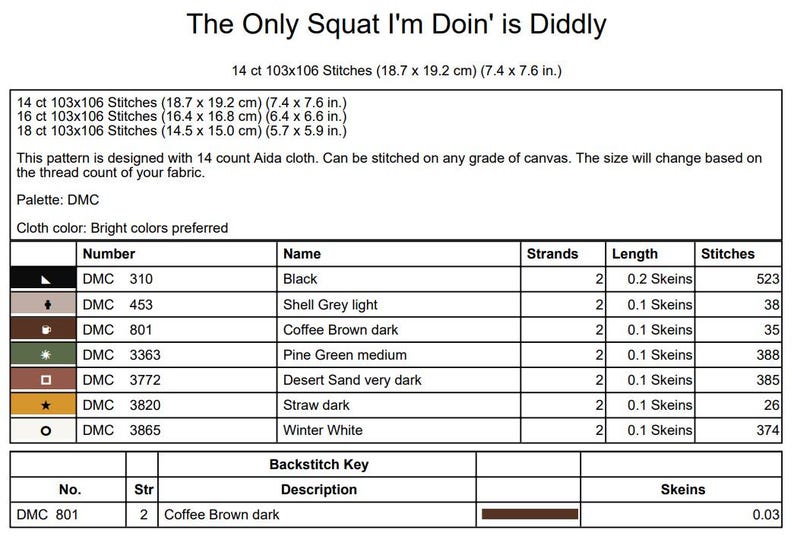 Funny Cowboy Frog Cross Stitch Pattern: Diddly Squat Joke (PDF Download) image 3