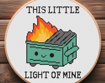 Dumpster Fire Cross Stitch Pattern: Funny Meme, Pattern Keeper Compatible (PDF Download)