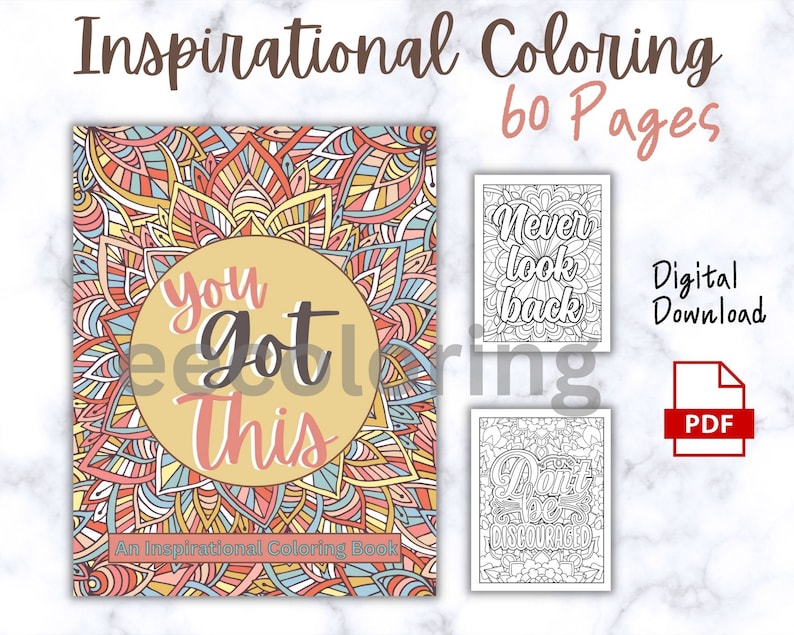 Inspirational Coloring Pages for Teens & Adults 60 Pages - Etsy