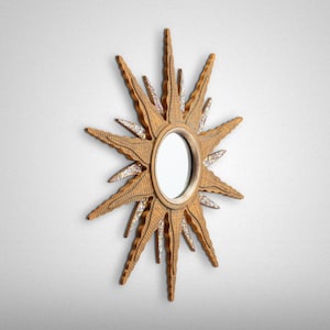 Introducing the Sunburst Halo Mirror: Rustic Vintage Sun Flames for Decorative Wall Art & Gift Giving!
