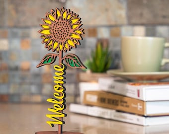 Sunflower Welcome Stand: MDF Desk & Home Decor