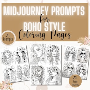 BOHO COLORING PAGES Midjourney Prompt Guide for Boho Prompts Bohemian Coloring Pages Easy Prompt Guide for Boho Art Prompts