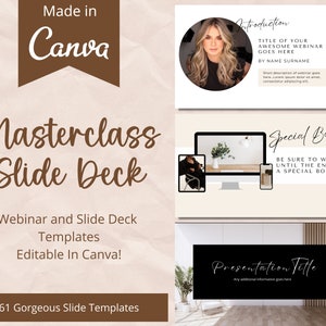 Neutral Course Slide Deck Masterclass Template Webinar Slide Deck Template Canva Presentation Template Course Creator Coach Launch Template